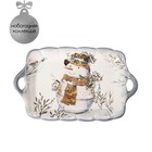 Блюдо сервировочное Доляна «Рождественский снеговик», 23,5×14×3 см - фото 320014594