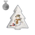 Блюдо сервировочное Доляна «Рождественский снеговик», 23×20×2,2 см, цвет белый - фото 320014609