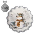 Блюдо сервировочное Доляна «Рождественский снеговик», d=20 см, цвет белый - фото 4694158