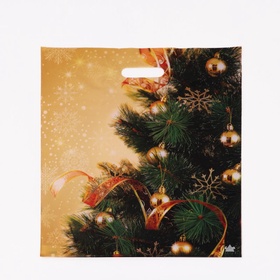 Пакет подарочный новогодний «Золотое настроение», полиэтиленовый с вырубной ручкой, 45?38 см (комплект 50 шт)