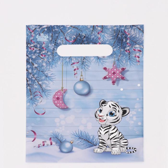 Пакет "Белый тигренок", полиэтиленовый с вырубной ручкой, 19 х 25 см, 30 мкм - Фото 1