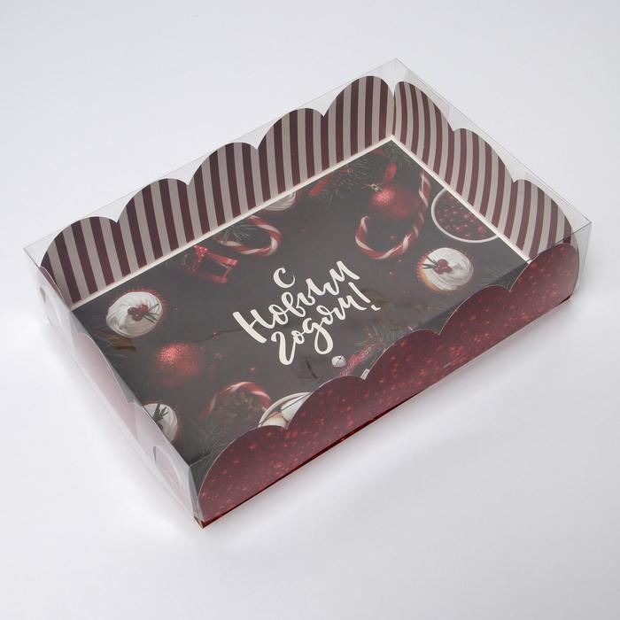Коробка для кондитерских изделий с PVC крышкой «Новогодняя пора», 20 × 30 × 8 см
