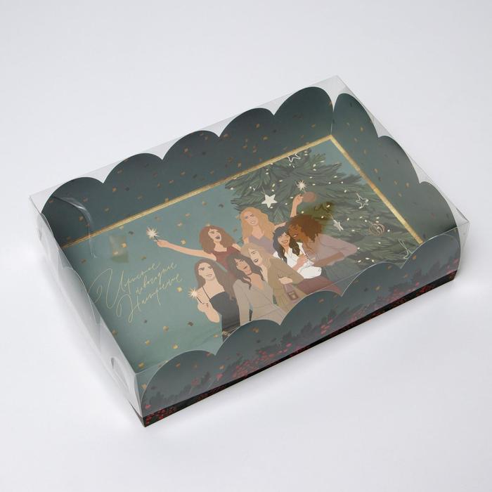 Коробка для кондитерских изделий с PVC крышкой «Девчата», 20 × 30 × 8 см - Фото 1