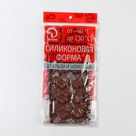 Форма для леденцов Доляна «Клумба», силикон, 25×10.5×1 см, 12 ячеек (3.2×3 см), с палочками, коричневая