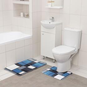Набор ковриков для ванной и туалета Доляна «Палитра», 2 шт: 50×80 см, 50×40 см