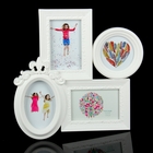 Фоторамка пластик на 4 фото 10х15, 11х11 см "Стилистика" белая 36х36 см - Фото 1