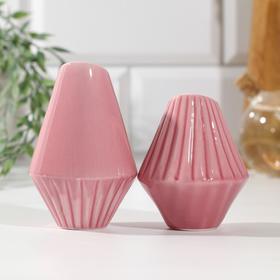 Солонка и перечница «Геометрия», 14.5×10.8 см, розовые