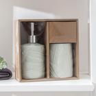 Набор аксессуаров для ванной комнаты «Листва», 2 предмета (дозатор для мыла 300 мл, стакан), цвет серый - Фото 3