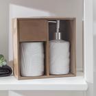 Набор аксессуаров для ванной комнаты «Листва», 2 предмета (дозатор для мыла, стакан), цвет белый - фото 9763715