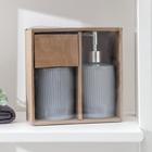 Набор аксессуаров для ванной комнаты «Лина», 2 предмета (дозатор для мыла, стакан), цвет серый - фото 7771423