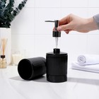 Набор аксессуаров для ванной комнаты «Лина», 2 предмета (дозатор для мыла, стакан), цвет чёрный - фото 7771428
