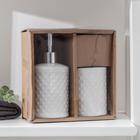 Набор аксессуаров для ванной комнаты «Бусы», 2 предмета (дозатор для мыла, стакан), цвет белый - Фото 3