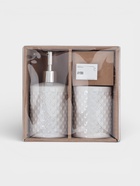 Набор аксессуаров для ванной комнаты «Бусы», 2 предмета (дозатор для мыла, стакан), цвет белый - фото 809517933