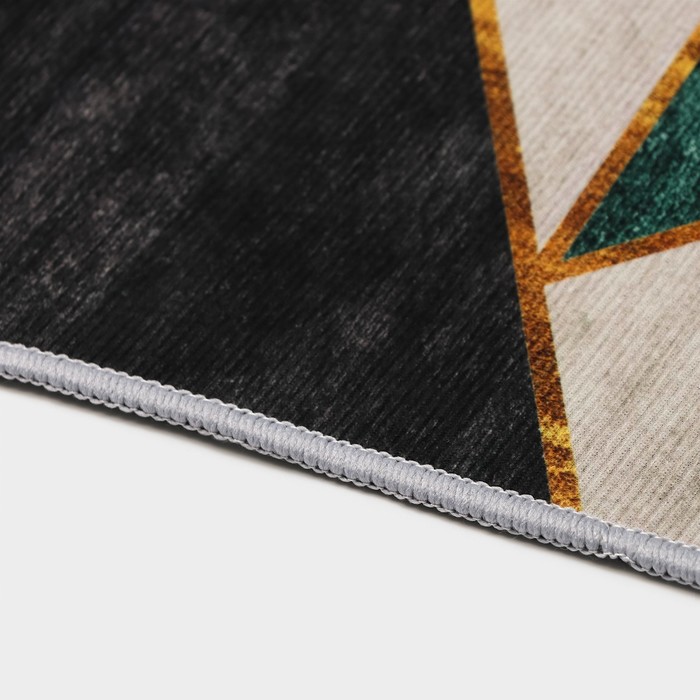 Набор ковриков Доляна «Геометрик», 2 шт, 45×120 см, 40×60 см, цвет зелёно-серый