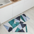 Коврики для дома Доляна «Геометрик», 2 шт., 45×120 см, 40×60 см, зелёно-серые - Фото 2