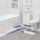 Набор ковриков для ванной и туалета Доляна «Образ», 2 шт: 45×120 см, 40×60 см, цвет сине-серый - фото 4699306