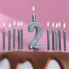 Набор свечей для торта (2 в 1) серебряный узор Цифра "2" + Свечи "С Днём Рождения" 10 шт, 12,5 см 71 - фото 321298171