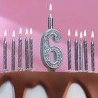 Набор свечей для торта (2 в 1) серебряный узор Цифра "6" + Свечи "С Днём Рождения" 10 шт, 12,5 см 71 - фото 9340404