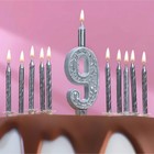 Набор свечей для торта (2 в 1) серебряный узор Цифра "9" + Свечи "С Днём Рождения" 10 шт, 12,5 см 71 - фото 321298174