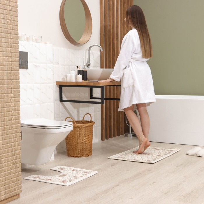 Набор ковриков для ванной и туалета SAVANNA «Розалия», 2 шт: 50×80 см, 40×50 см - фото 1898482219