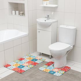 Набор ковриков для ванной и туалета SAVANNA «Мозаика», 2 шт, 50×80 см, 40×50 см