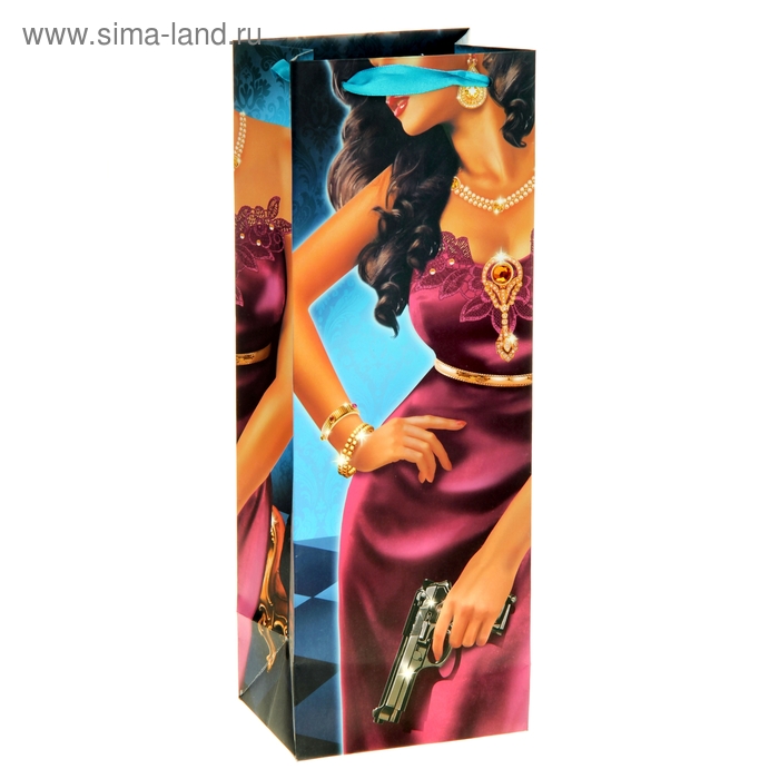 Пакет ламинированный вертикальный под бутылку (стразы) «Пантера», 13 × 36 см - Фото 1