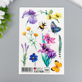 Переводные тату на тело «Цветы, насекомые», 10×15 см 7166332