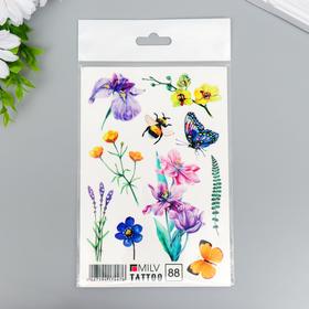 Переводные тату на тело «Цветы, насекомые», 10×15 см