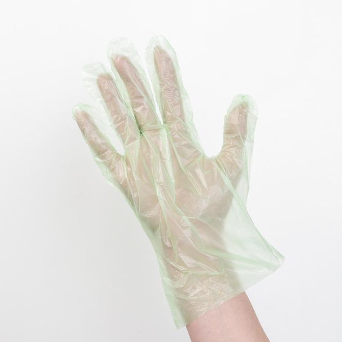Перчатки одноразовые полиэтиленовые, размер L, 0,6 г, 100 шт/уп, цвет зелёный - Фото 1