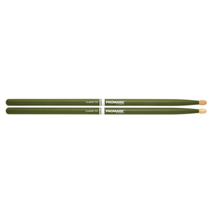 Барабанные палочки TX747W-GREEN 747 "Rock" зеленые, орех гикори, деревянный наконечник - Фото 1