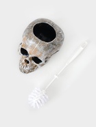 Ёршик для унитаза с подставкой «Череп», пластиковая ручка, 16×15×22 см, белый - Фото 5