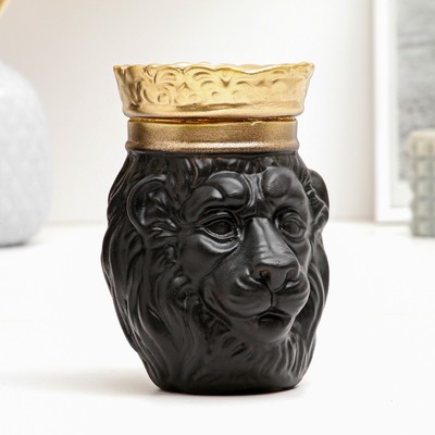 Копилка для денег «Лев в короне», гипс, чёрный, 16 см