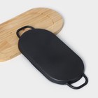 Сковорода чугунная «Овал. Гриль», 37×16.5 см, с ручками, на деревянной подставке, чёрная - Фото 6