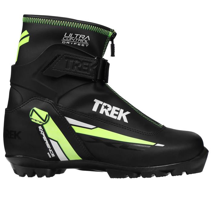 Ботинки лыжные TREK Experience 1, NNN, искусственная кожа, цвет чёрный/лайм-неон, лого белый, размер 44 - Фото 1