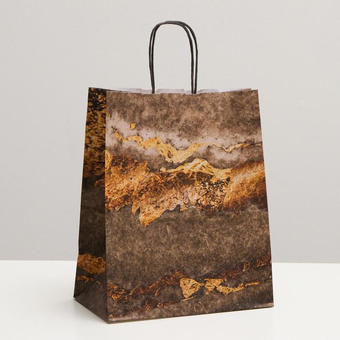 Пакет крафт "Мрамор", 22 х 12 х 27 см - Фото 1