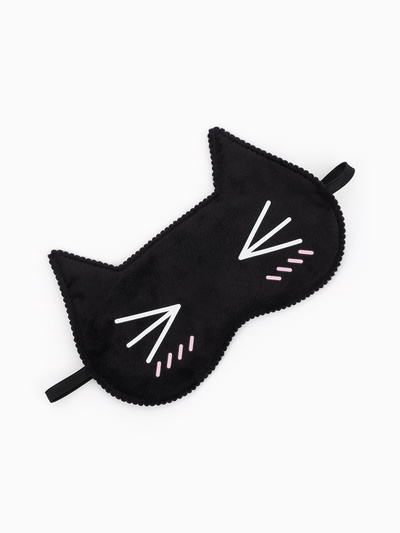 Маска для сна «Котяо», 19.5×12 см, резинка одинарная, чёрная