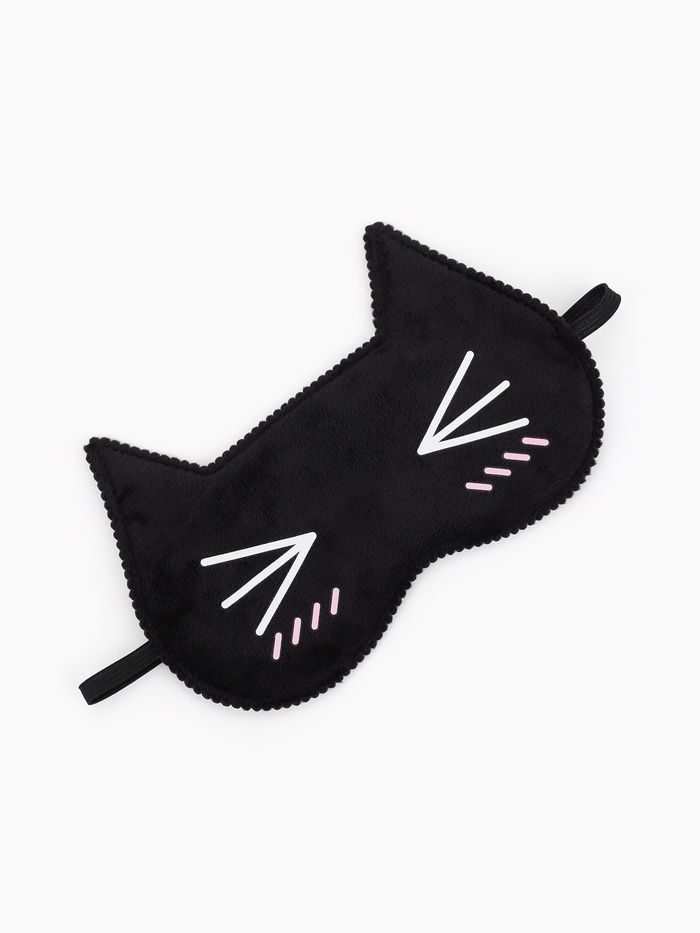 Маска для сна «Котяо», 19.5×12 см, резинка одинарная, чёрная - Фото 1