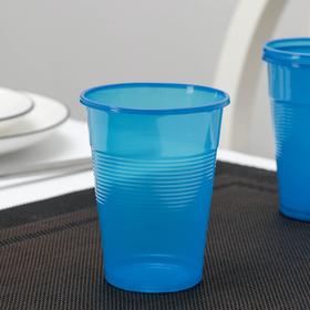 Стакан одноразовый пластиковый «Мопс», 200 мл, цвет синий (комплект 100 шт)