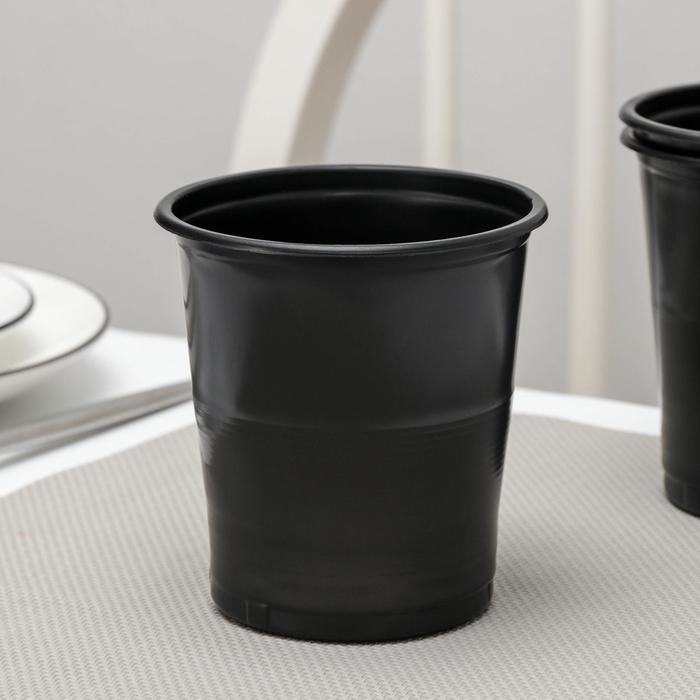 Стакан одноразовый «Бочонок», 500 мл, пластик, d=9.5 см, чёрный - Фото 1