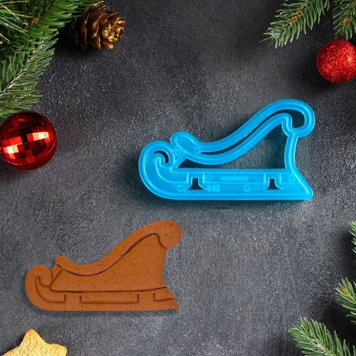 Форма для печенья «Сани», вырубка, штамп, цвет микс - Фото 1