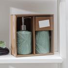 Набор аксессуаров для ванной комнаты «Листва», 2 предмета (дозатор для мыла, стакан), цвет зелёный - Фото 2