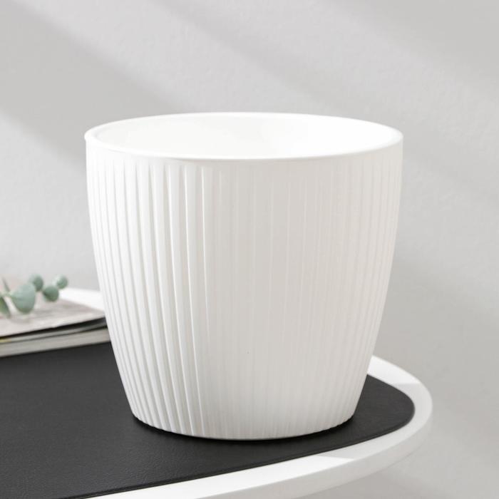 Кашпо для цветов со вставкой «Эви», 3 л, d=18, белое - Фото 1