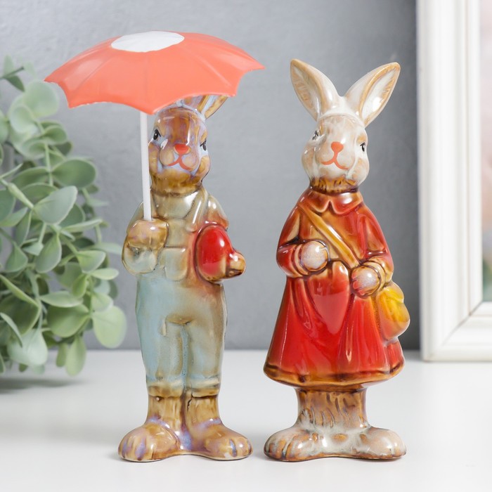 Фигурка керамика «Заюшка - под зонтом», 15.5×4.5×5 см, МИКС - Фото 1