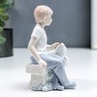 Сувенир керамика "Мальчик на скамеечке с пёсиком" 14 см - Фото 3