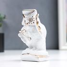 Фигурка керамика «Мудрый филин с пенсне, на книгах», белый с золотом, 12 см - Фото 2