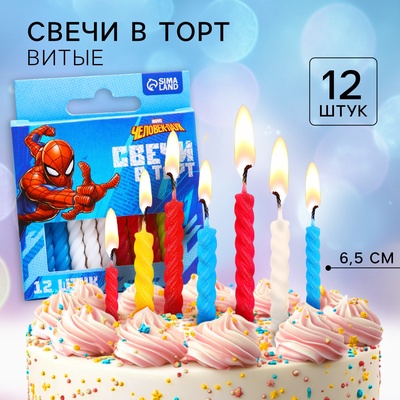 Набор свечей для торта «С Днем Рождения», 12 штук, Человек-паук
