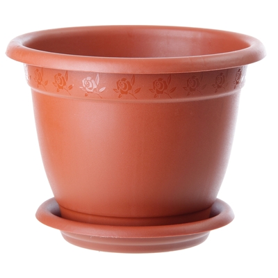Горшок для цветов с поддоном «Борнео», 7.8 л, пластиковый, цвет терракотовый