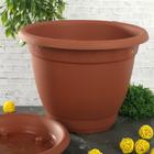 Горшок для цветов с поддоном «Борнео», 7.8 л, пластиковый, цвет терракотовый - Фото 2
