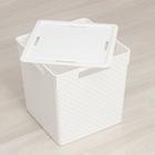 Коробка для хранения «Береста», 23 л, квадратная, с крышкой, цвет белый - Фото 3