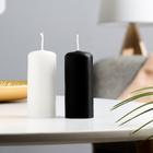 Свеча цилиндр, 4х9 см, набор 2 шт, 11 ч, белая, чёрная - фото 24677719